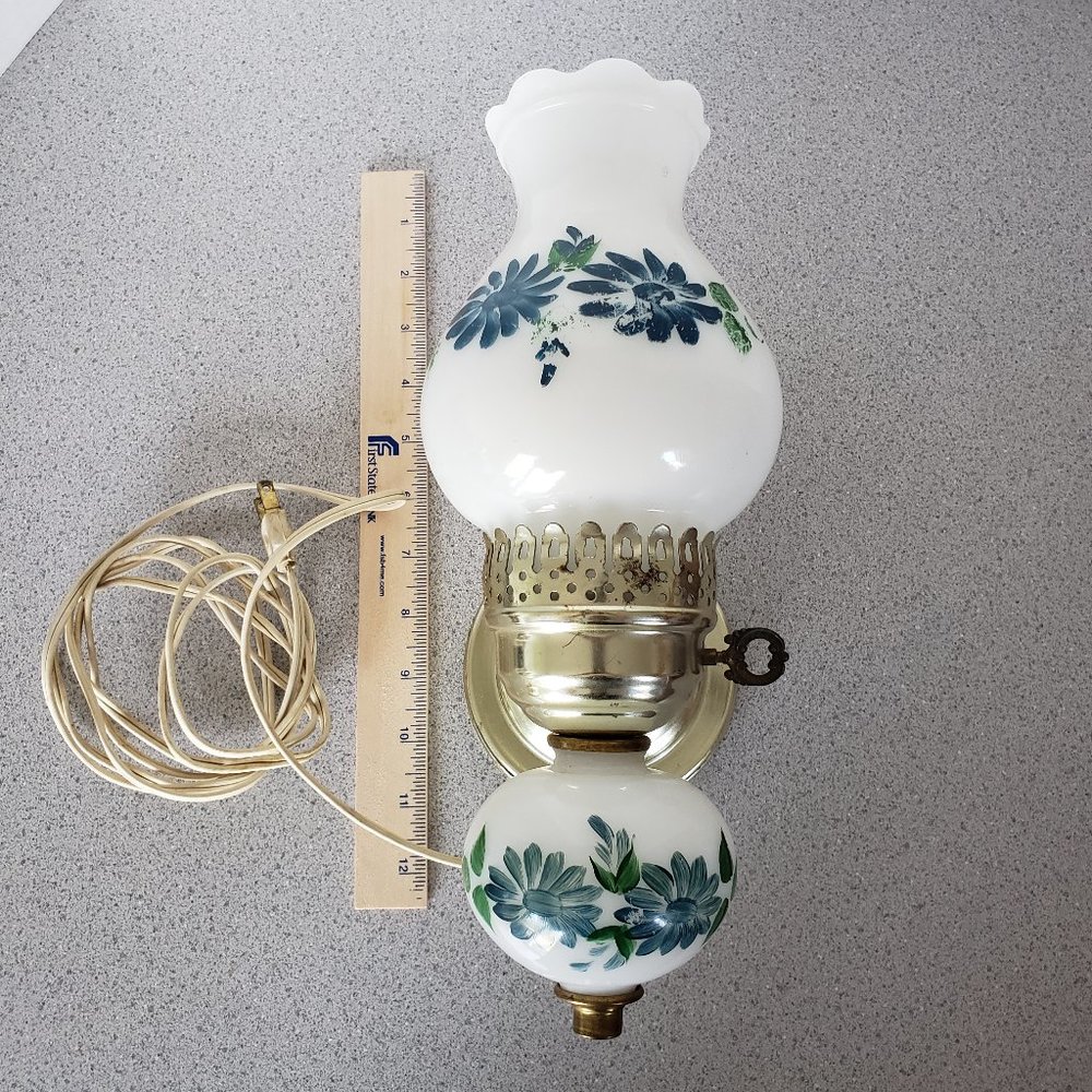 Vintage Electric Wall Sconce Lamp Milk Glass